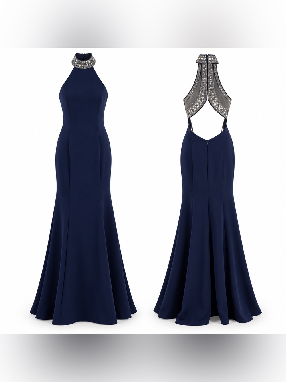 Jump Apparel Navy Blue Formal Gown floor Length size 1/2